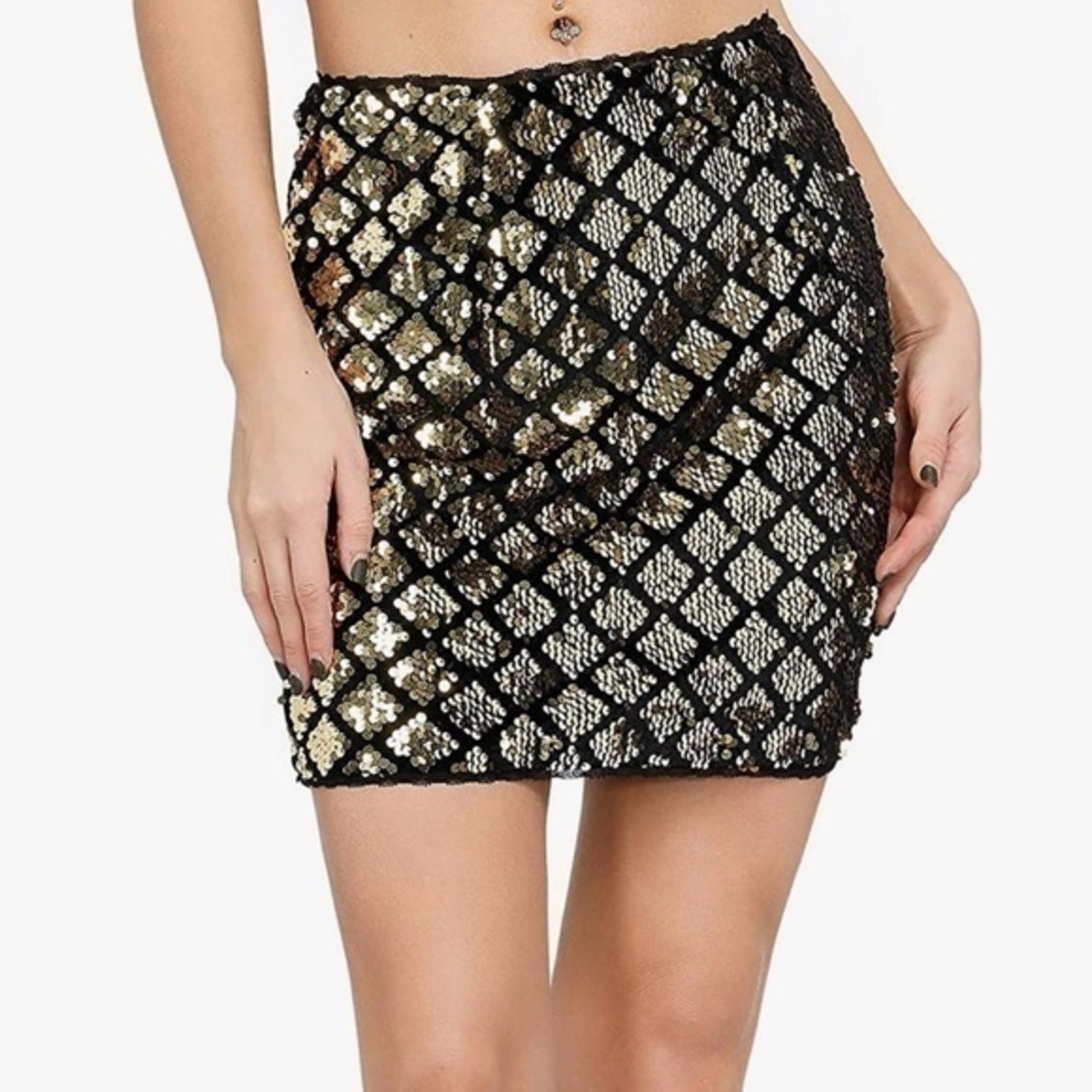 Kate Kasin Sequin Mini Party Skirt Sz L NWT